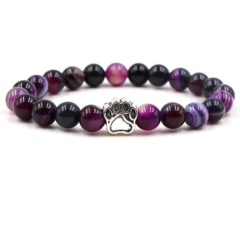 Dog Cat Footprint Paw 8mm Colourful Natural Stone Beads Bracelets - iRelax® Australia
