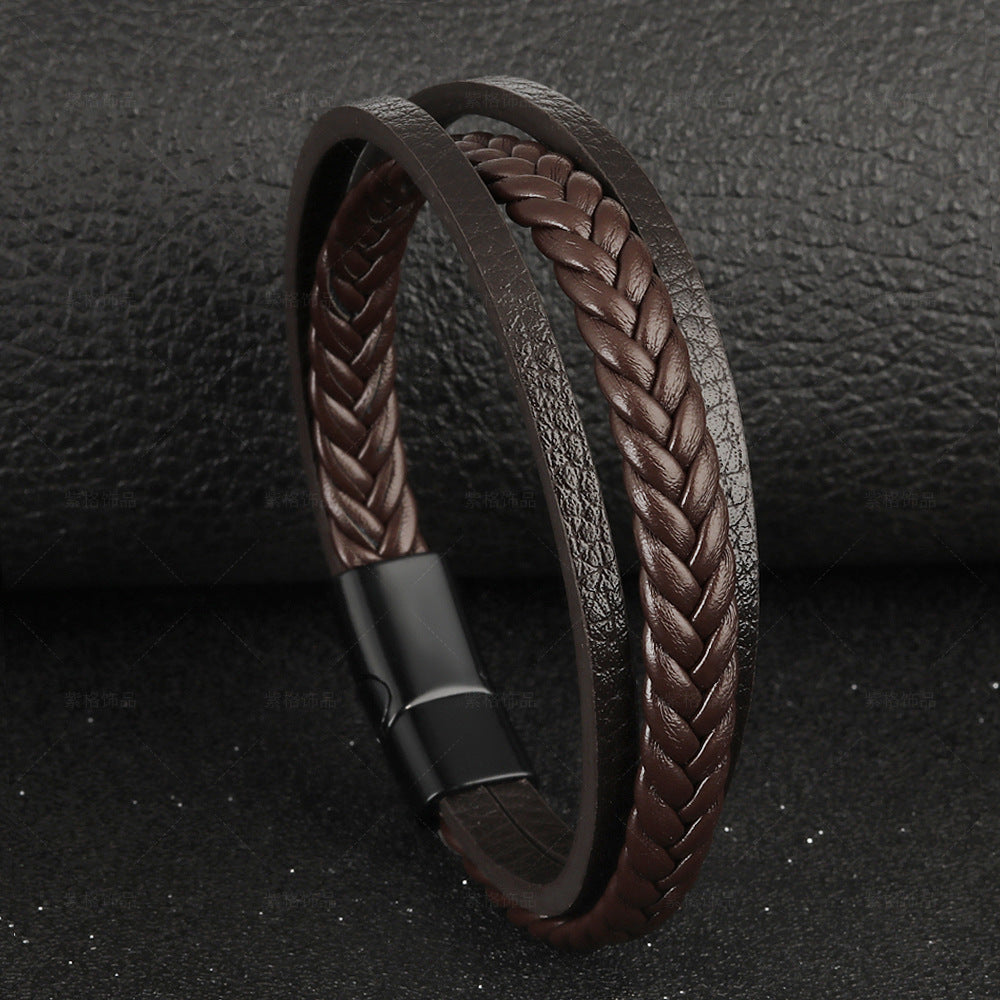 Vintage Leather Rope Braided Ethnic Wind Magnetic Buckle Bracelet - iRelax® Australia
