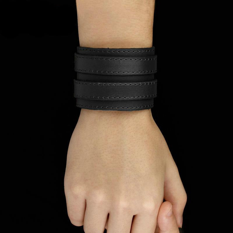 Double Belt Leather Wrist Wide Bracelet - iRelax® Australia