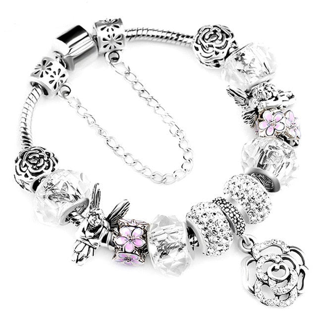 Silver Charms Crystal Flower Beads Bracelet - iRelax® Australia