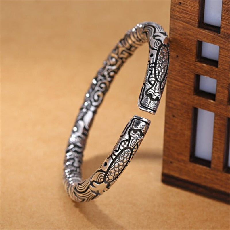 Silver 925 Hyperbole Rock Snake Head Pattern Bracelet - iRelax® Australia