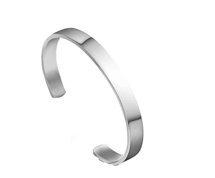 Simple Glossy Open Bangle Titanium Steel C-Shaped Bracelet Silver - iRelax® Australia