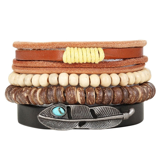 Punk Leather Handmade Charm Bracelet Fish with White Beads - iRelax® Australia