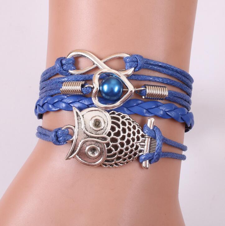 Multilayer Charm Leather Bracelets Dark Blue - iRelax® Australia