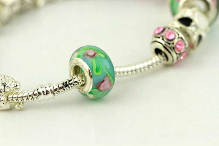 Silver Charm Bracelet with Murano Beads - iRelax® Australia