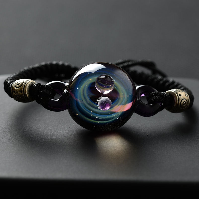 Galaxy Planets Glass Bead Bracelets Green Universe - iRelax® Australia