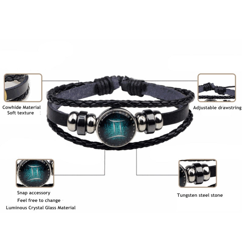 12 Constellation Luminous Leather Bracelet - iRelax® Australia
