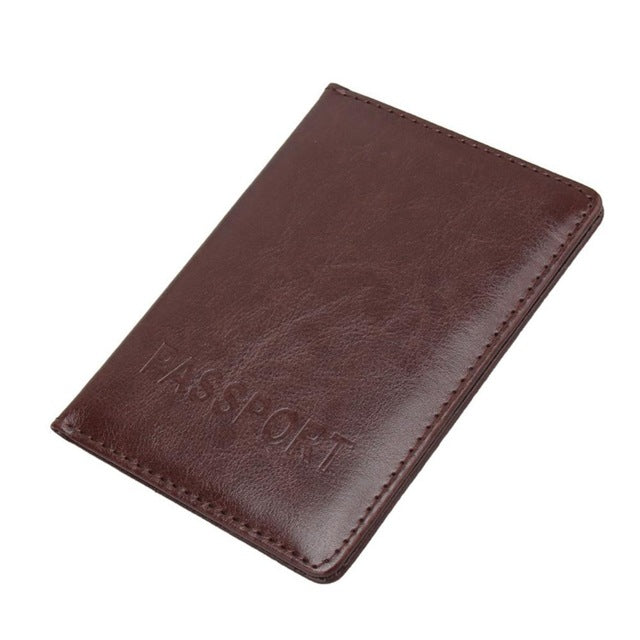 Leather RFID Passport Cover with Credit Card Holder Coffee - iRelax® Australia