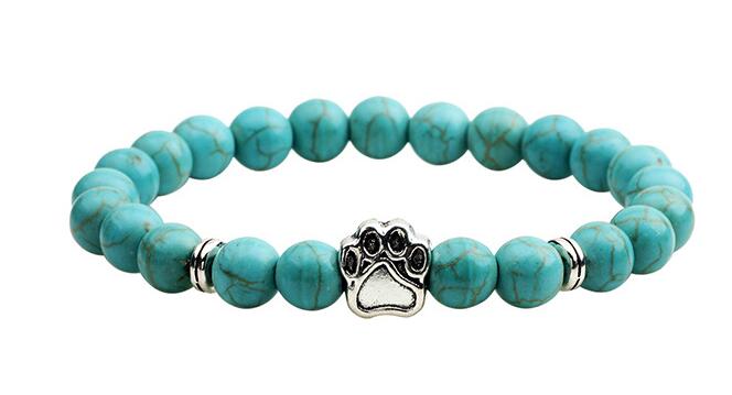 Dogs Cat Paw Natural Stone Elastic Rope Beads Bracelet H17004 - iRelax® Australia