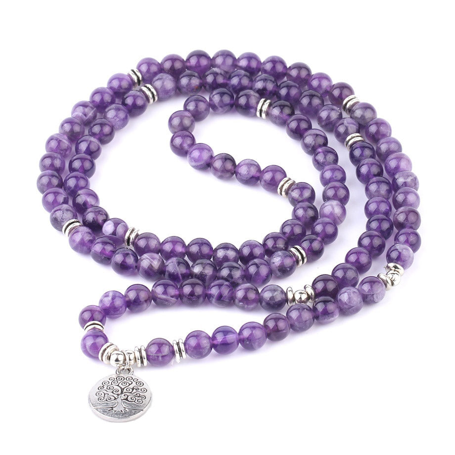 Natural Stone 108 Mala Bead Purple Crystal Wrap - iRelax® Australia