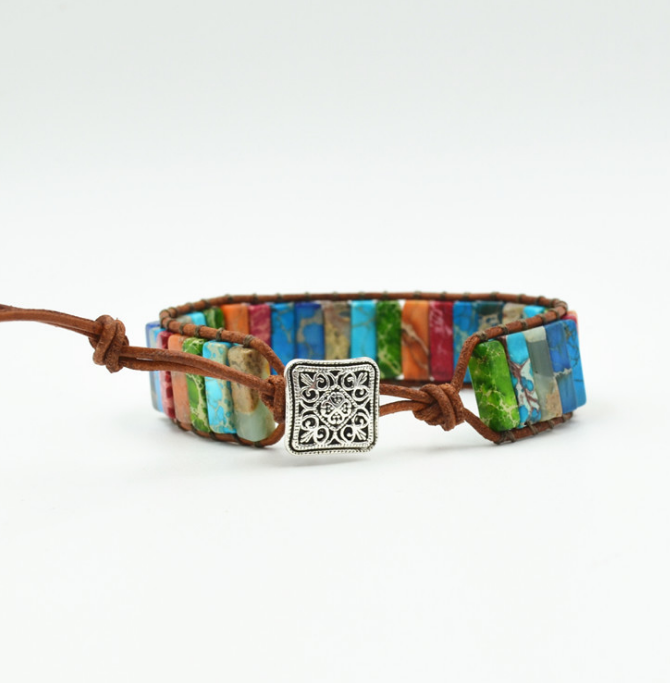 Multi Color Natural Stone Tube Beads Bracelet Default Title - iRelax® Australia
