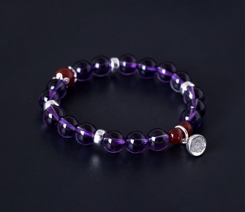 925 Sterling Silver Natural Stone Amethyst Bracelet - iRelax® Australia