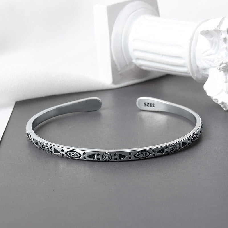 Silver Colour Fashion Vintage Pattern Open Handmade Bracelet - iRelax® Australia
