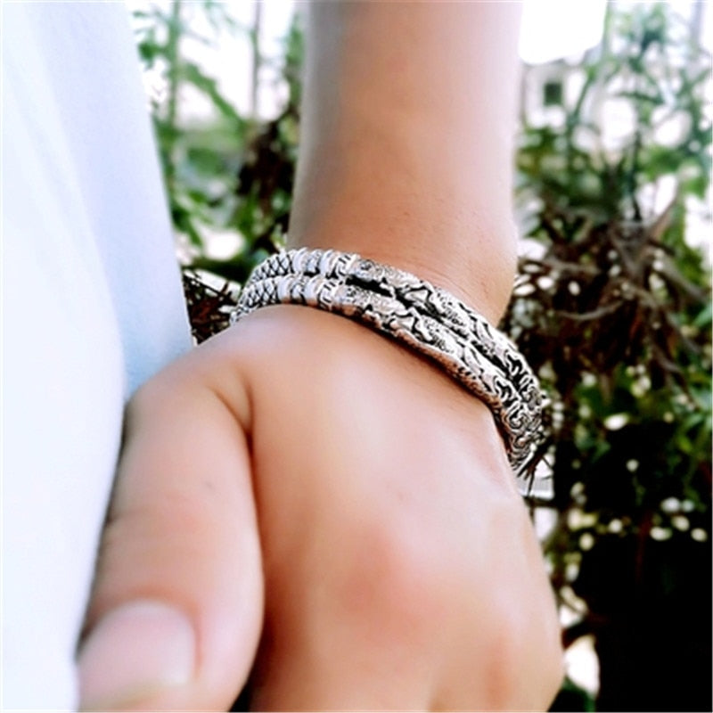 Retro Style Solid Silver Open Unisex Bracelet - iRelax® Australia