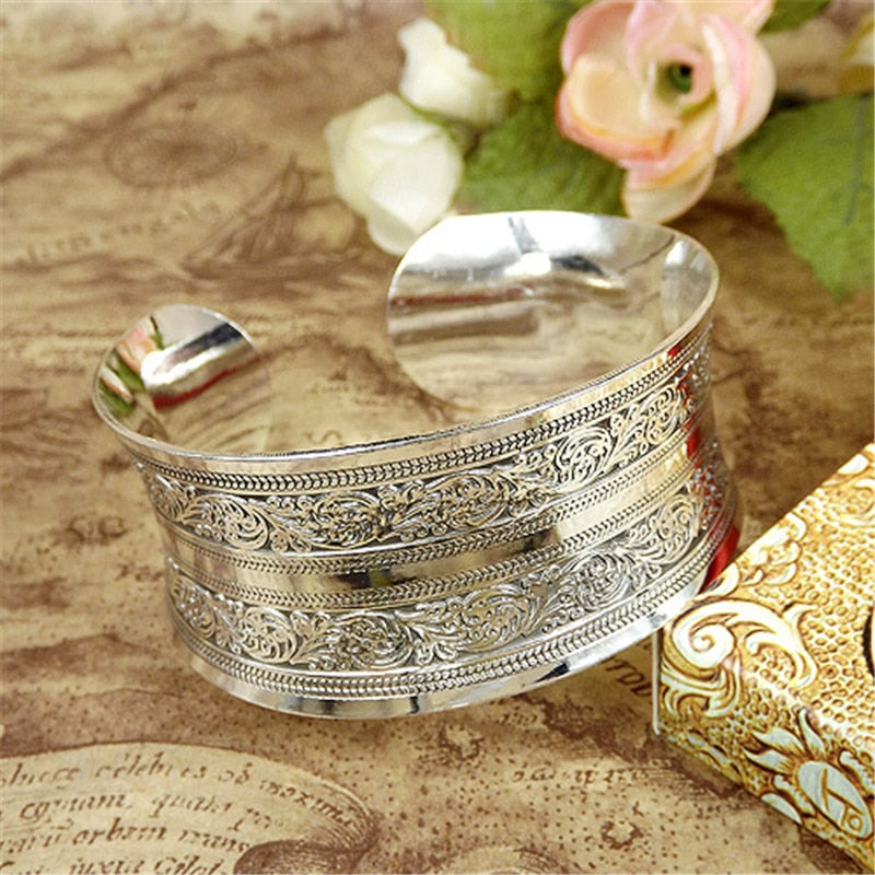 Gypsy Bohemian Classic Handmade Tibetan Carved Plum Cuff Bracelets Style 14 - iRelax® Australia