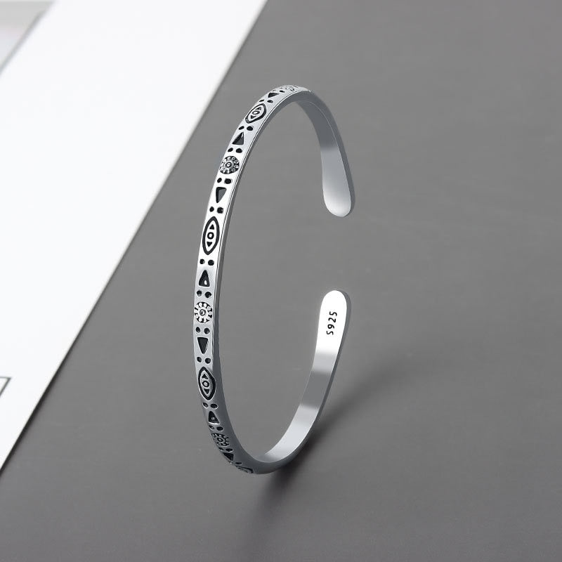 Silver Colour Fashion Vintage Pattern Open Handmade Bracelet Default Title - iRelax® Australia