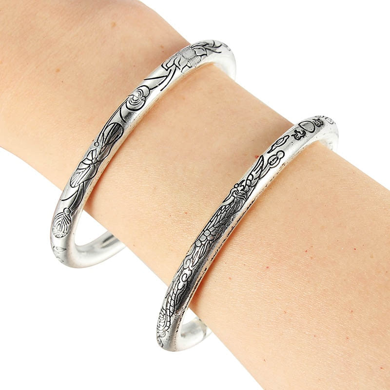 Gypsy Bohemian Classic Handmade Tibetan Carved Plum Cuff Bracelets - iRelax® Australia