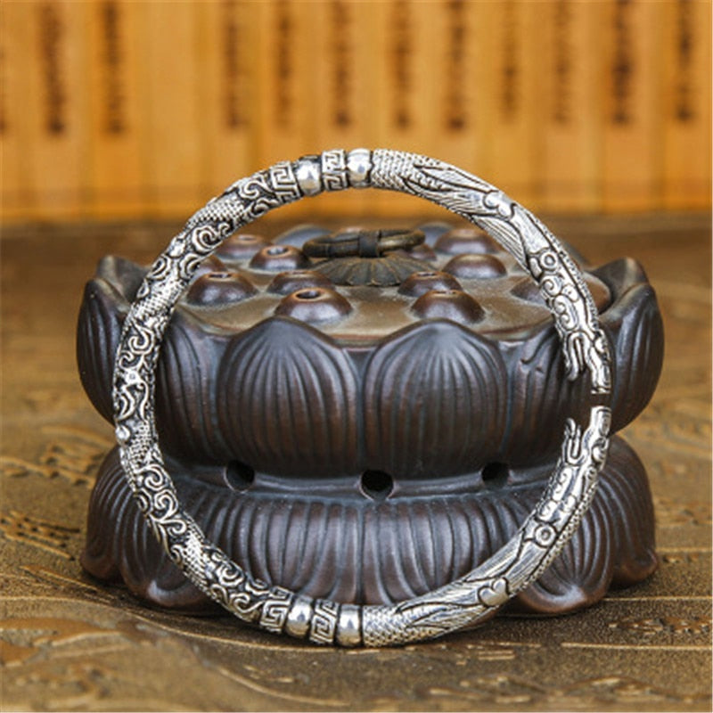 Retro Style Solid Silver Open Unisex Bracelet - iRelax® Australia