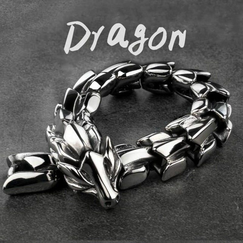 Vintage Animal Dragon Punk Trend Bracelet A10022-sliver - iRelax® Australia