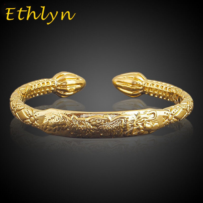 Ethlyn African Gold Colour Dragon Opening Bracelet - iRelax® Australia