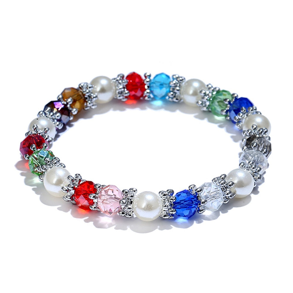 Colorful Rhinestone Faux Pearl Bracelet Multicolor - iRelax® Australia