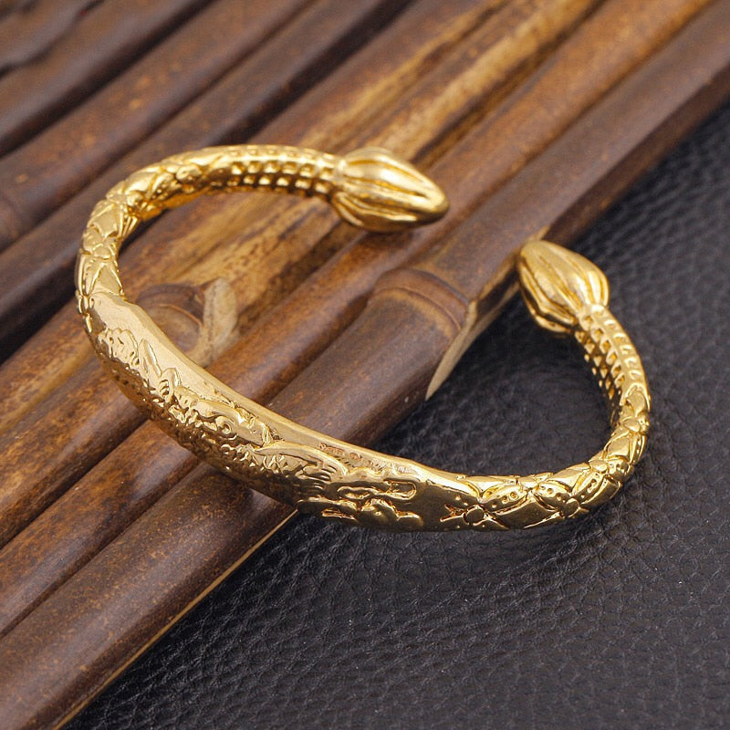Ethlyn African Gold Colour Dragon Opening Bracelet - iRelax® Australia