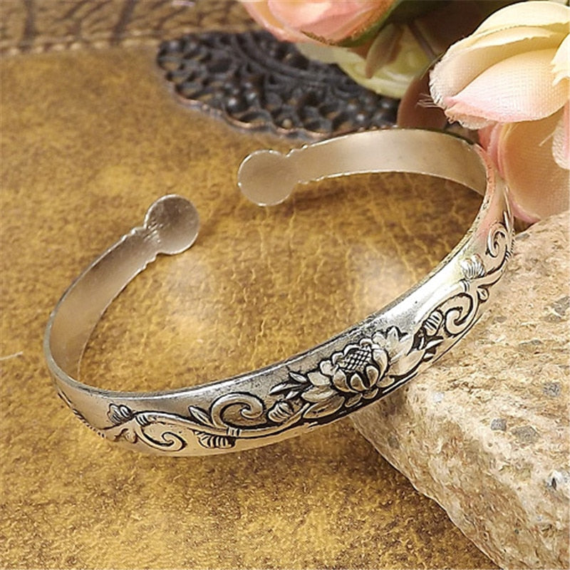 Gypsy Bohemian Classic Handmade Tibetan Carved Plum Cuff Bracelets Style 5 - iRelax® Australia