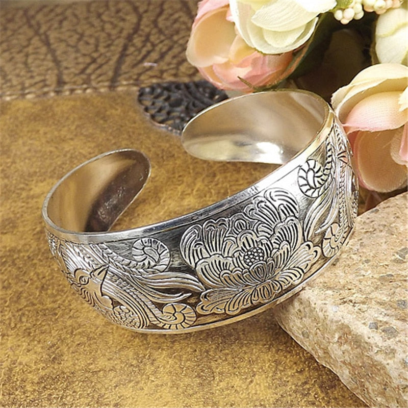Gypsy Bohemian Classic Handmade Tibetan Carved Plum Cuff Bracelets Style 12 - iRelax® Australia
