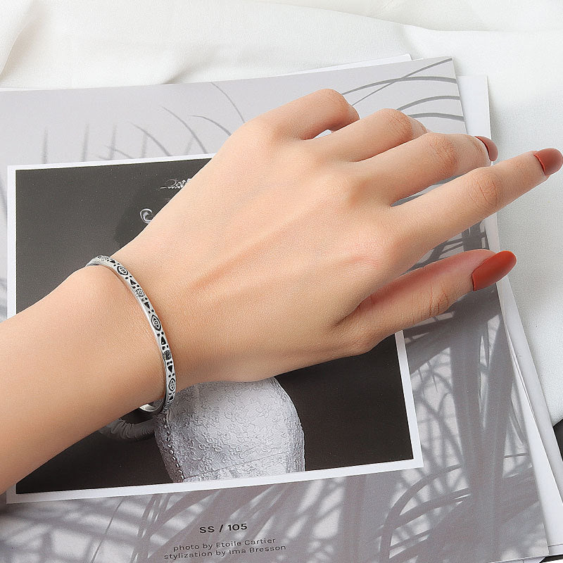Silver Colour Fashion Vintage Pattern Open Handmade Bracelet - iRelax® Australia