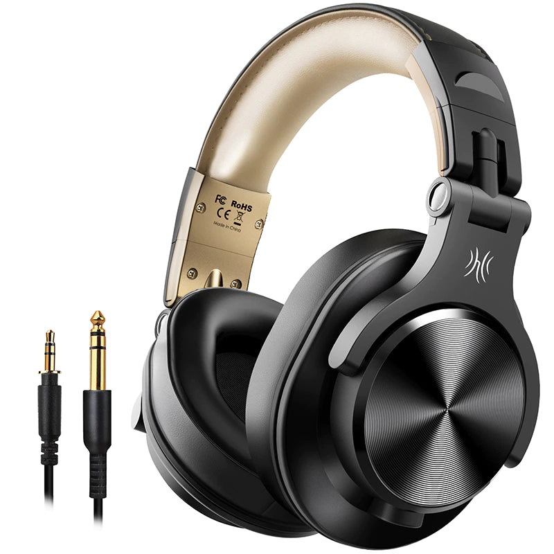 OneOdio Professional Wired + Wireless Studio DJ Headphones With Microphone Gold - iRelax Australia