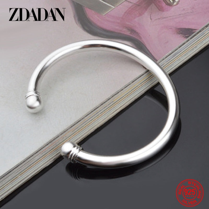 Sterling Silver Simple Double Beads Open Cuff Bracelet - iRelax® Australia
