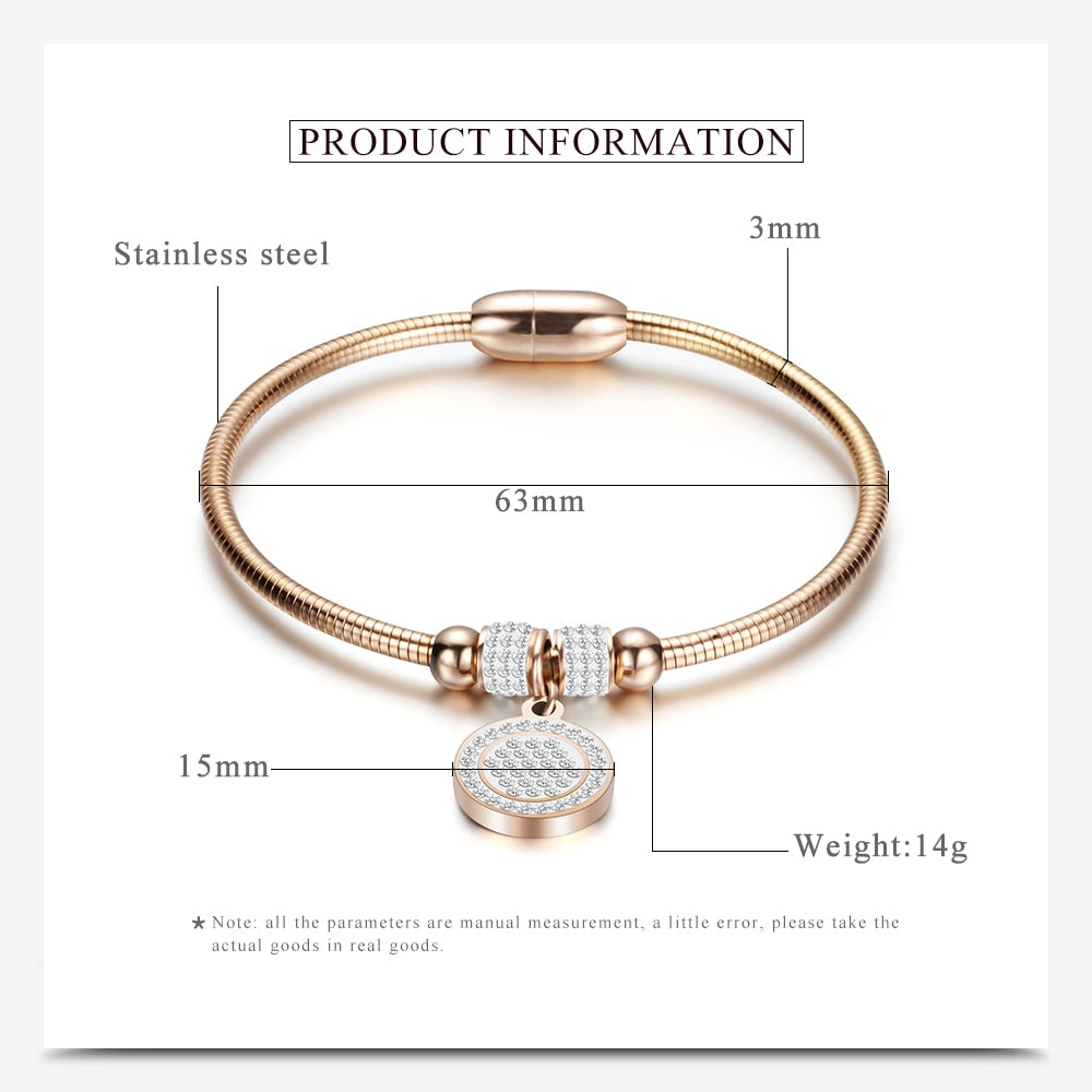High Crystal Quality Coin Magnet Clasp With Snake Chain Bracelet Bangle - iRelax® Australia