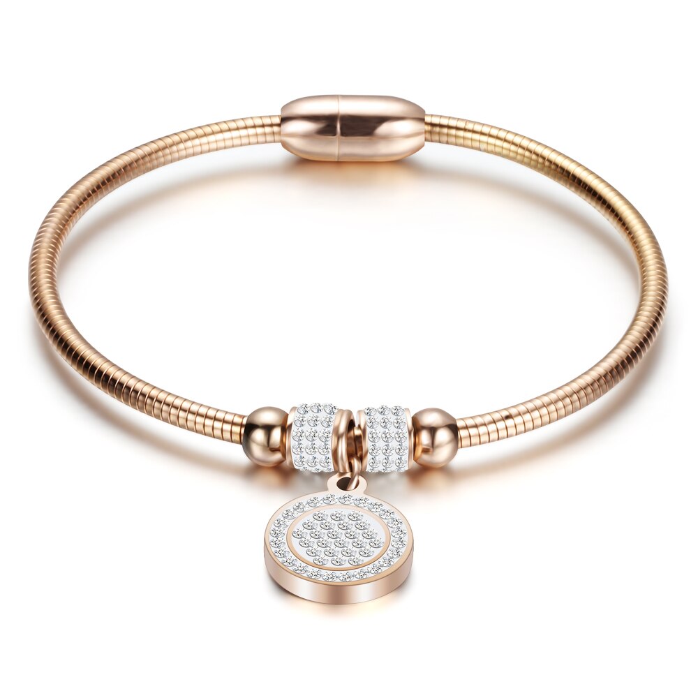 High Crystal Quality Coin Magnet Clasp With Snake Chain Bracelet Bangle - iRelax® Australia