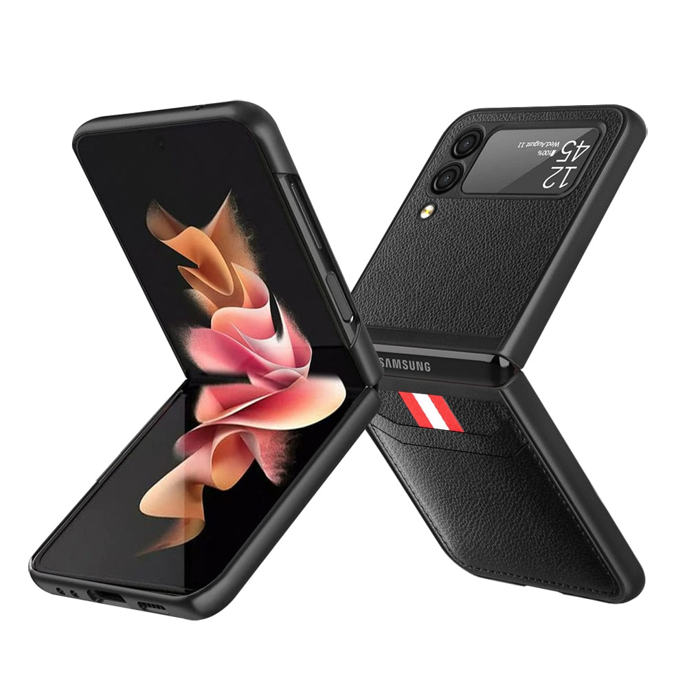 Matte Leather Cases for Samsung Galaxy Z Flip with Card Holder - iRelax® Australia