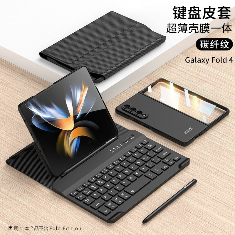 Luxury Wireless Keyboard Plus Case with Stand For Samsung Galaxy Z Fold Fiber pattern - iRelax® Australia