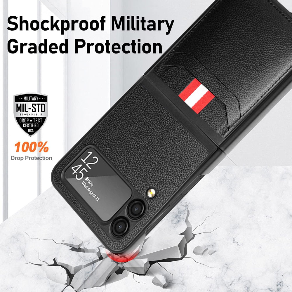 Matte Leather Cases for Samsung Galaxy Z Flip with Card Holder - iRelax® Australia