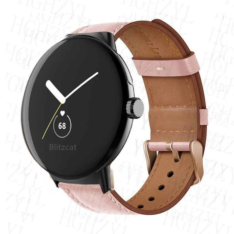 Genuine Leather Strap For Google Pixel Watch Pink - iRelax® Australia
