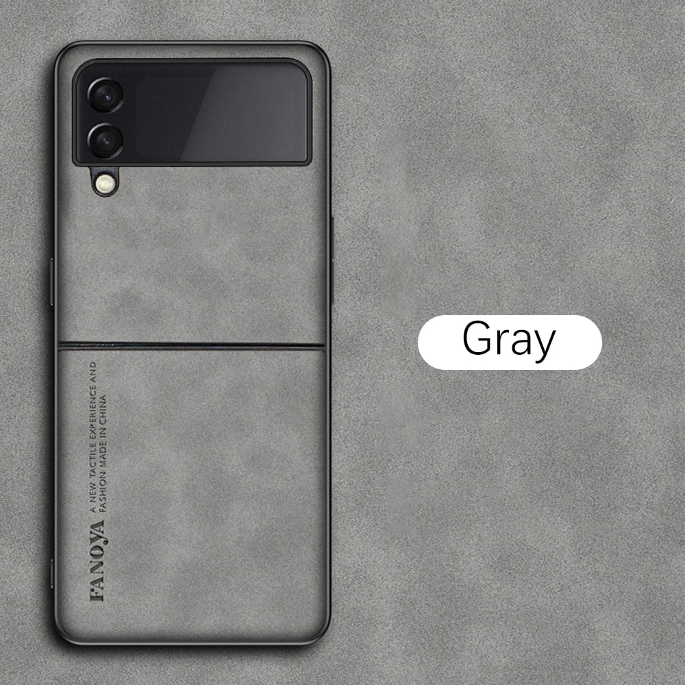 Sheepskin Leather Silicone Back Case Cover For Samsung Galaxy Z Flip Gray 3 - iRelax® Australia