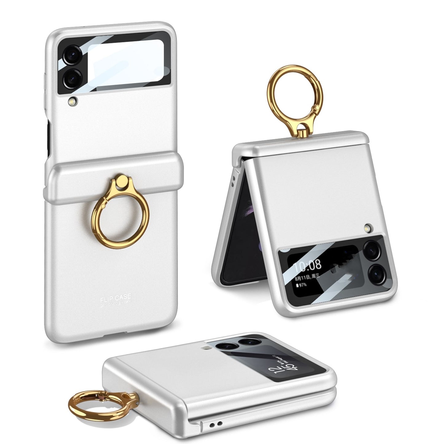 Magnetic Hinge Case For Samsung Galaxy Z Flip with Ring Holder Silver - iRelax® Australia