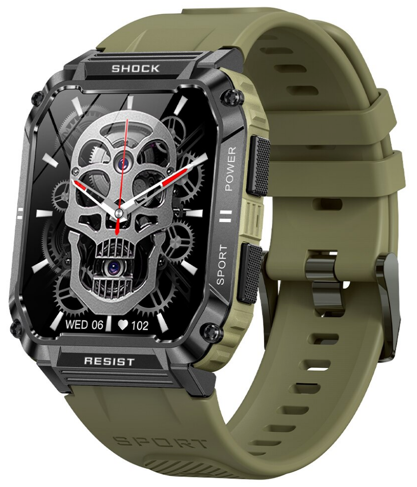 Rugged 1.95" Screen Sport Fitness Smart Watch Green - iRelax Australia