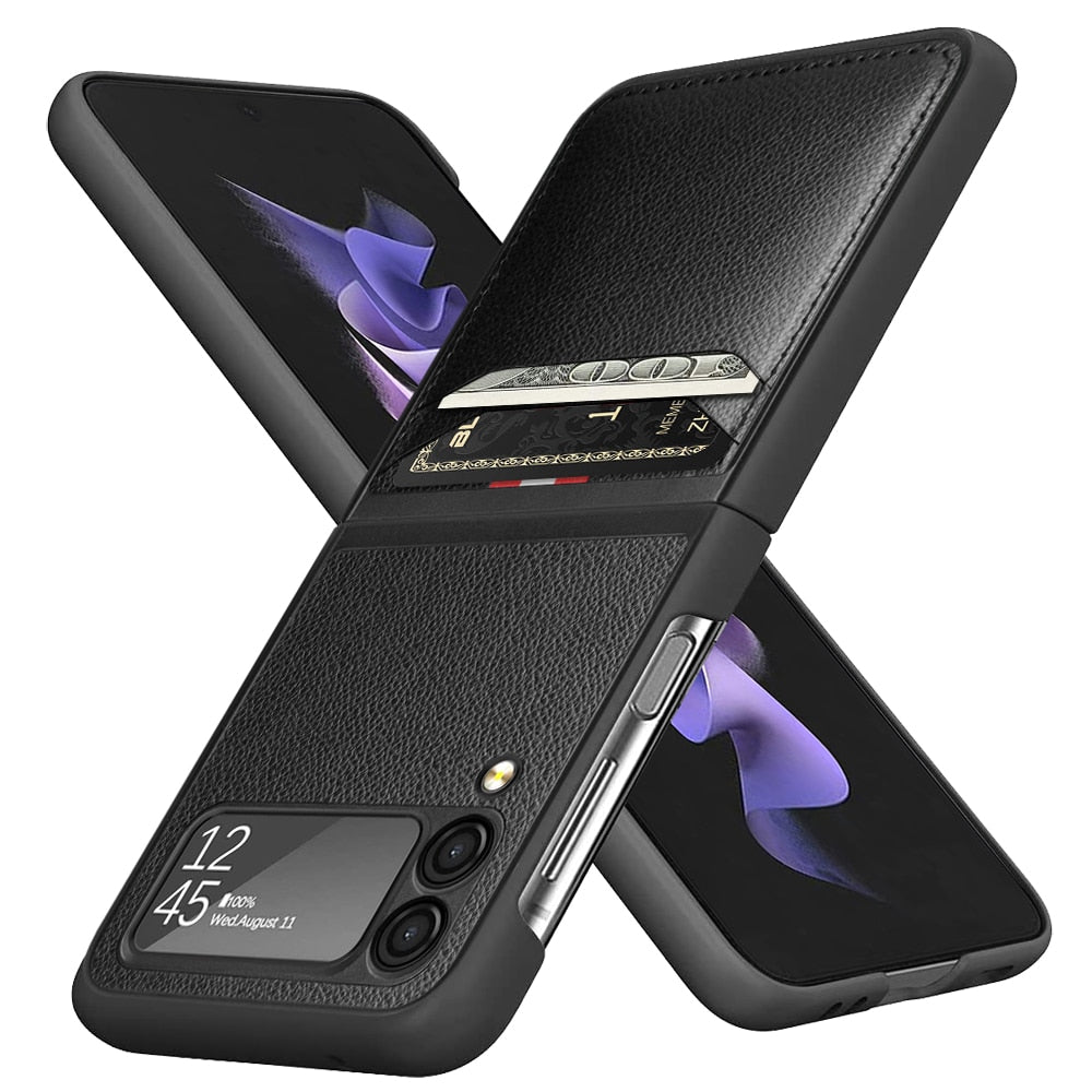 Matte Leather Cases for Samsung Galaxy Z Flip with Card Holder - iRelax® Australia