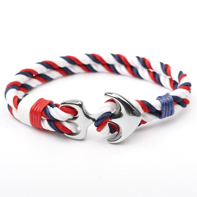 Stainless Steel Anchor Rope Bracelets Red & Blue & White - iRelax® Australia