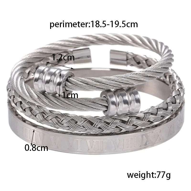 3Pcs/Set Roman Numeral Woven Cylindrical Head Bracelet - iRelax Australia