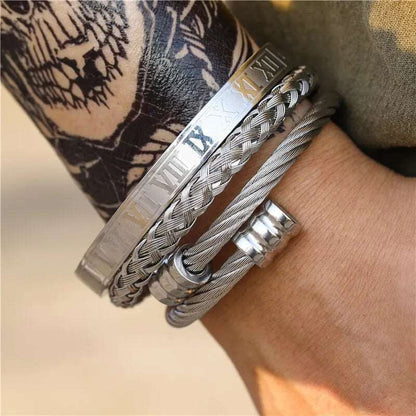 3Pcs/Set Roman Numeral Woven Cylindrical Head Bracelet - iRelax Australia