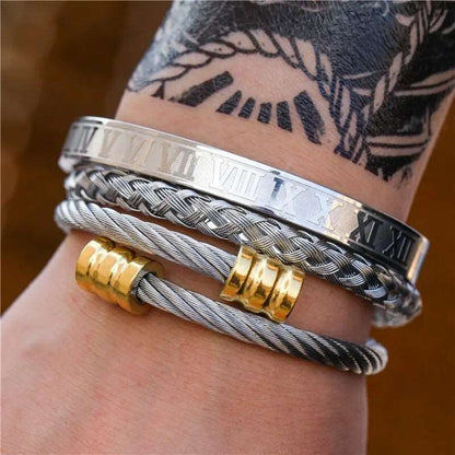 3Pcs/Set Roman Numeral Woven Cylindrical Head Bracelet - iRelax Australia