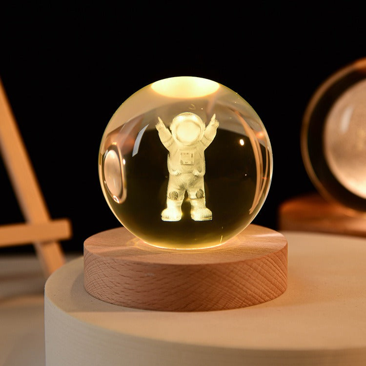 3D Starry Sky White Crystal Ball Glow Night Light Little Astronaut - iRelax® Australia