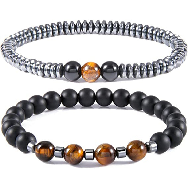 Tiger Eye Frosted Stone Combination 8mm Beaded Bracelet