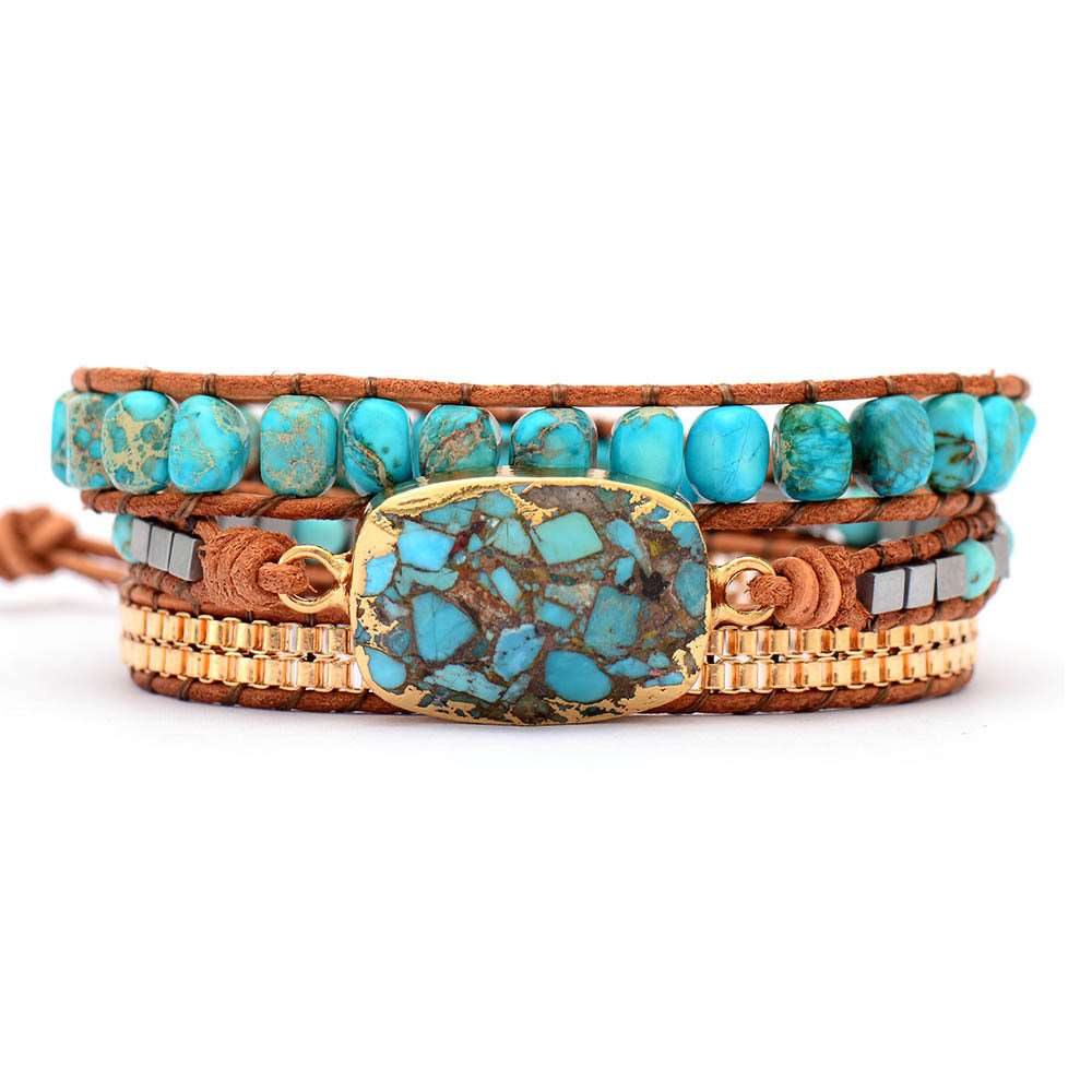 Boho Turquoise Triple Wrap Hand Braided Leather Cord Bracelet Default Title - iRelax® Australia