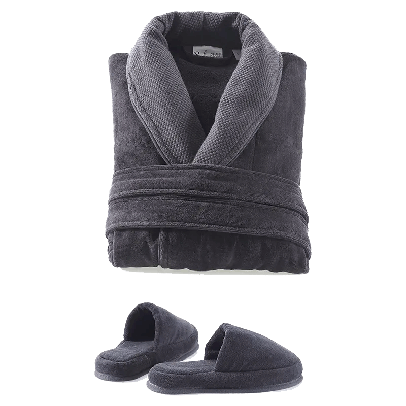 2pc Luxury Turkish Bathrobe Set Charcoal - iRelax® Australia