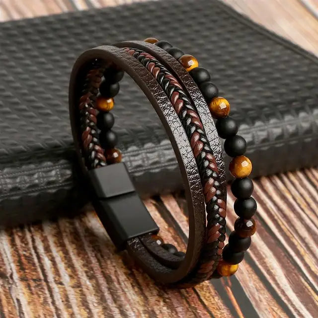 Classic Multilayer Leather Beaded Bracelet